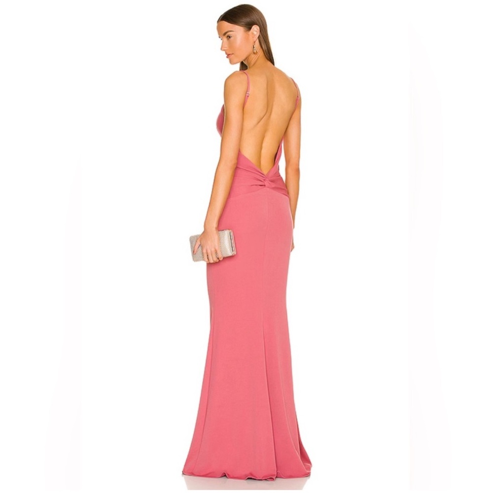 Elegant Pink Backless Evening Gown